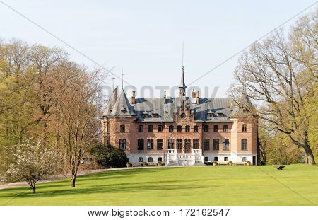 HELSINGBORG SWEDEN - MAY 07 2016: The castle Sofiero and the park owned by the swedish royal family. May 07 2016 Helsingborg Sweden
