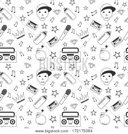 Rap hip hop music seamless background vector art