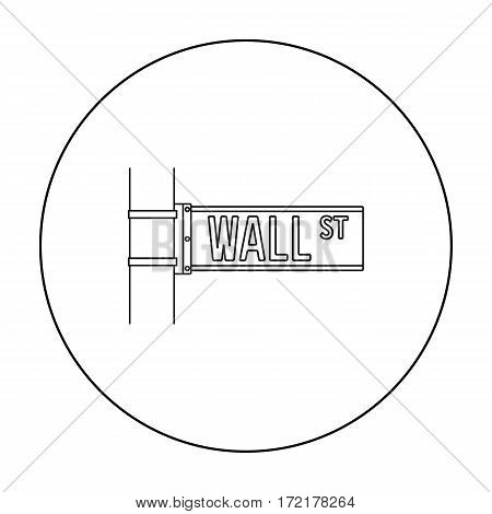 Wall Street sign icon in outline style isolated on white background. Money and finance symbol vector illustration.
