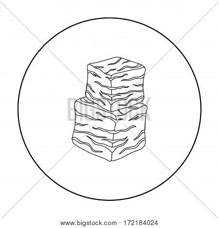 Diced beef icon in outline style isolated on white background. Meats symbol vector illustration