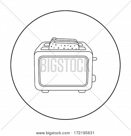 Toaster icon in outline style isolated on white background. Household appliance symbol vector illustration.