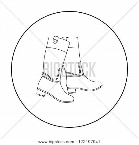 Jockey's high boots icon in outline design isolated on white background. Hippodrome and horse symbol stock vector illustration.