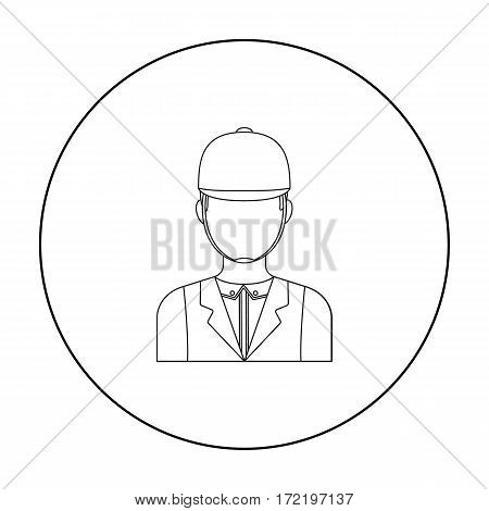 Jockey icon in outline design isolated on white background. Hippodrome and horse symbol stock vector illustration.