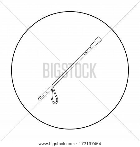 Riding whip icon in outline design isolated on white background. Hippodrome and horse symbol stock vector illustration.