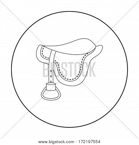 Saddle icon in outline design isolated on white background. Hippodrome and horse symbol stock vector illustration.