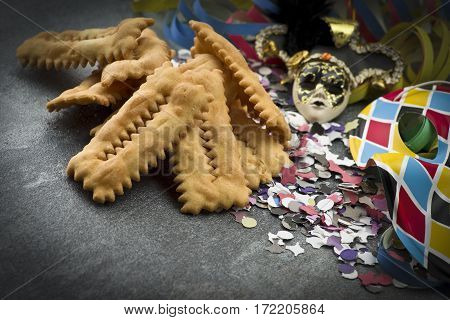 Tipical italian cake Chiacchere for carnival party