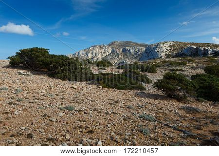 View of the characteristic landscape of Donoussa island.