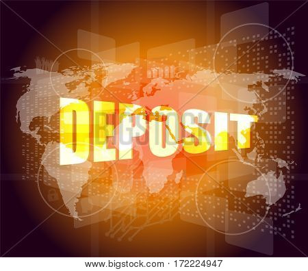business touch screen interface with deposit word