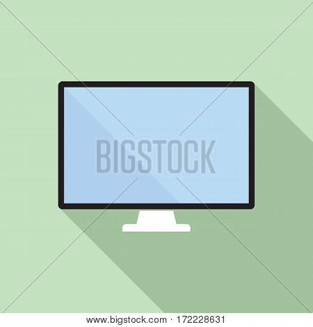 Desktop computer monitor flat icon with blank display. Vector icon of a computer monitor in flat style with empty screen and long shadow. EPS8 clean vector illustration.