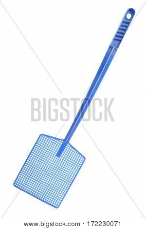 blue fly swat isolated on white background