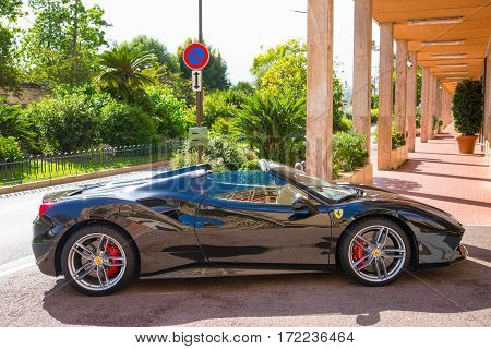 Monaco, Monte Carlo - September 17, 2016:  Supercar Ferrari at the city street.