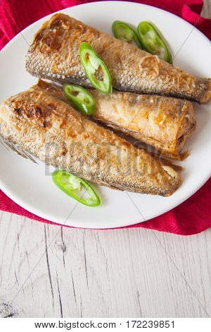 fried shad with green chilli ,australian fish
