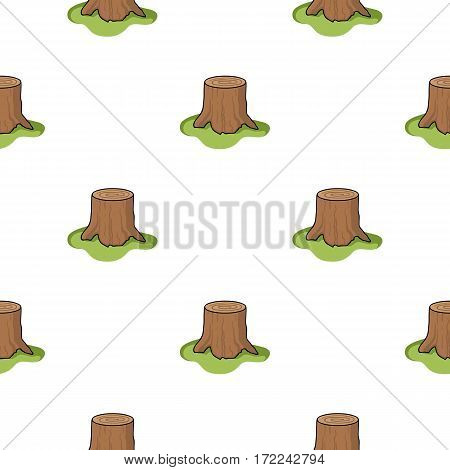 Tree stump icon in cartoon style isolated on white background. Sawmill and timber pattern stock vector illustration.