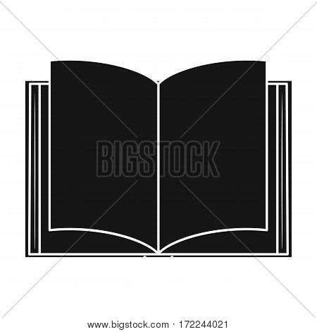 Opened book icon in black design isolated on white background. Books symbol stock vector illustration.