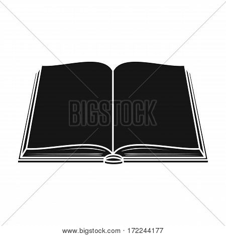 Opened book icon in black design isolated on white background. Books symbol stock vector illustration.