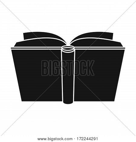 Blue opened book icon in black design isolated on white background. Books symbol stock vector illustration.