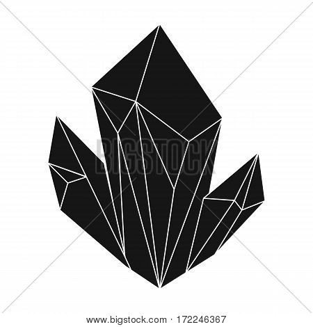 Blue natural mineral icon in black design isolated on white background. Precious minerals and jeweler symbol stock vector illustration.