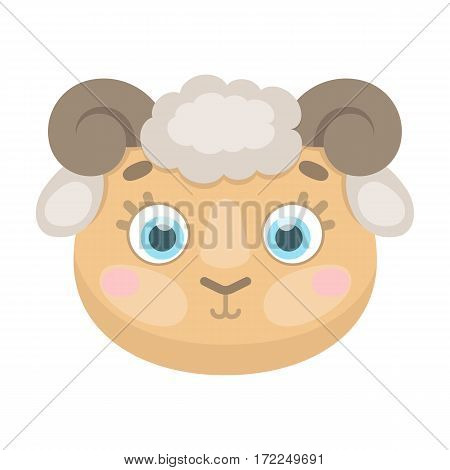 Ram muzzle icon in cartoon design isolated on white background. Animal muzzle symbol stock vector illustration.