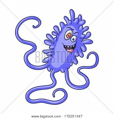 Violet virus icon in cartoon design isolated on white background. Viruses and bacteries symbol stock vector illustration.