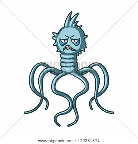 Blue virus icon in cartoon design isolated on white background. Viruses and bacteries symbol stock vector illustration.