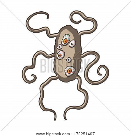 Brown virus icon in cartoon design isolated on white background. Viruses and bacteries symbol stock vector illustration.