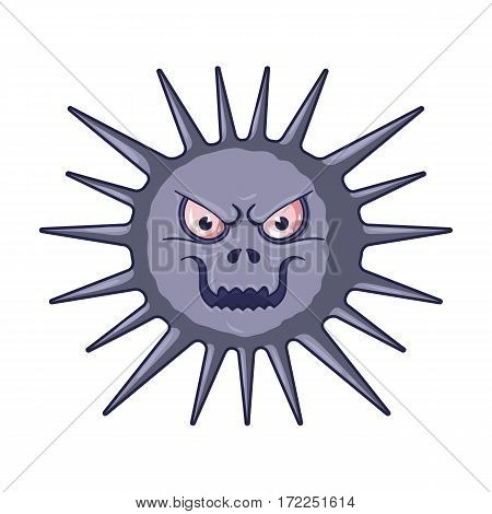 Gray virus icon in cartoon design isolated on white background. Viruses and bacteries symbol stock vector illustration.