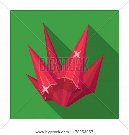 Red natural mineral icon in flat design isolated on white background. Precious minerals and jeweler symbol stock vector illustration.