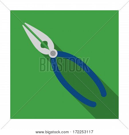 Jewelry pliers icon in flat design isolated on white background. Precious minerals and jeweler symbol stock vector illustration.