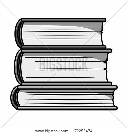 Stack of books icon in monochrome design isolated on white background. Books symbol stock vector illustration.
