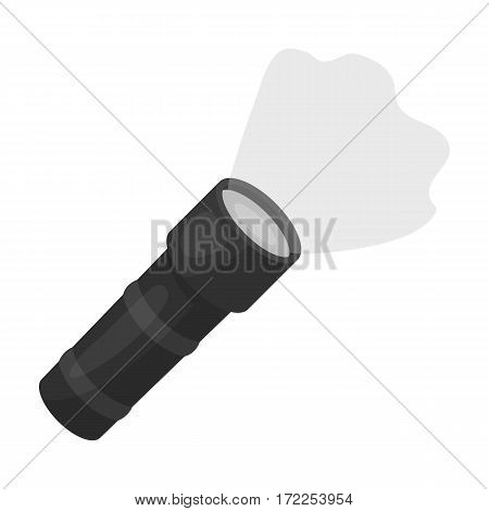 Flashlight icon in monochrome design isolated on white background. Police symbol stock vector illustration.