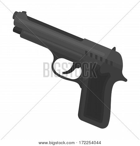 Handgun icon in monochrome design isolated on white background. Police symbol stock vector illustration.