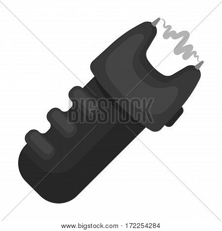 Taser icon in monochrome design isolated on white background. Police symbol stock vector illustration.