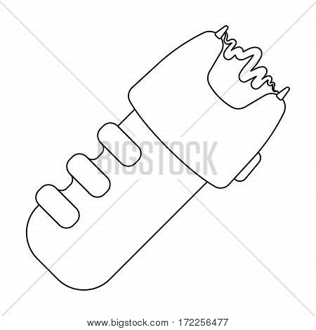 Taser icon in outline design isolated on white background. Police symbol stock vector illustration.