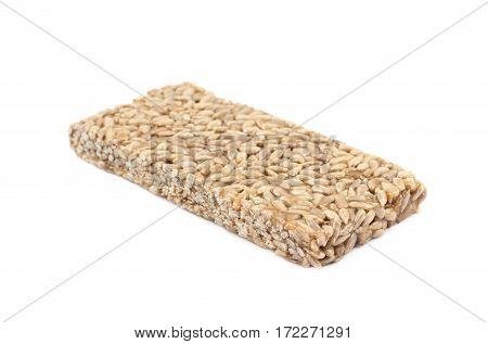 Single piece of a gozinaki confection sweets isolated over the white background