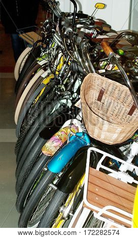Many different bikes for sale on the market.