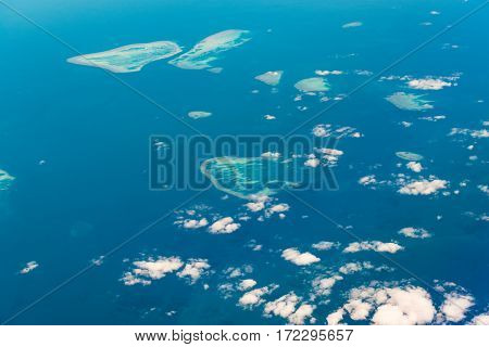 Aerial View Of Great Barrier Reef. The Percy Group Of Reefs