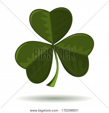 Symbol of Christianity in Ireland. Shamrock, seamrog, trifoliate clover - symbol of Ireland isolated on a white background