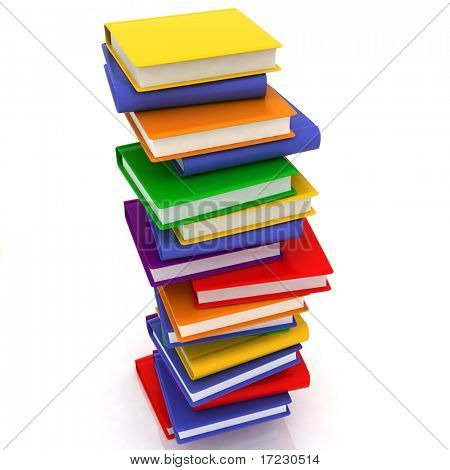 books stack isolated on white background
