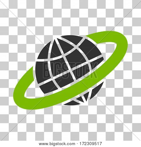 Planetary Ring vector pictograph. Illustration style is flat iconic bicolor eco green and gray symbol on a transparent background.