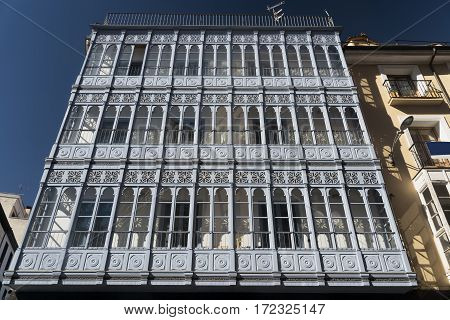 Valladolid (Castilla y Leon Spain): historic buildings with the typical verandas near Plaza Mayor the main square of the city