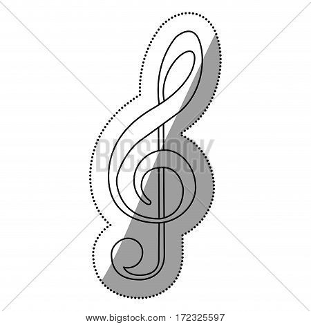 monochrome contour silhouette with sign music treble clef vector illustration
