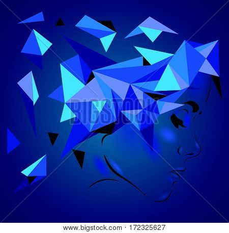 Bright,  vectorial picture with an image abstraction girl, in the format of EPS