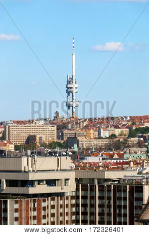 View Of Prague With Buildings And Zizkov Television Tower