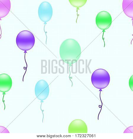Multicolored balloons seamless background. Repeating pattern with colorful balloons floating in the air. Vector. Made using clipping mask