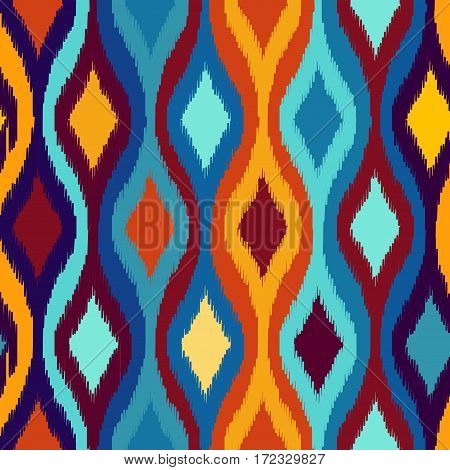 Seamless geometric pattern, based on ikat fabric style.