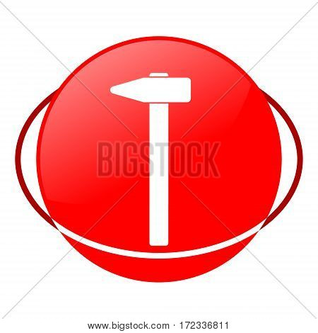 Red icon, hammer vector illustration on white background