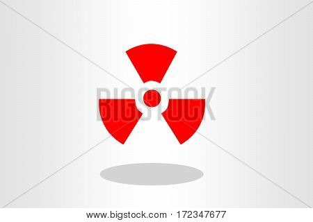 red Radioactive icon radiation symbol on plain background