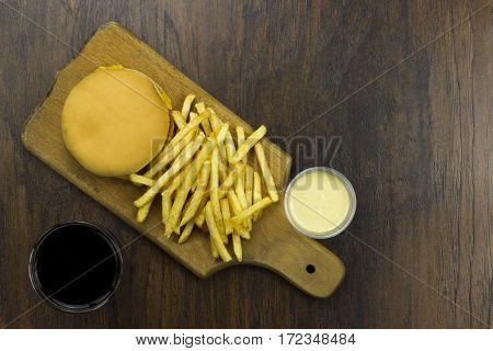 cheeseburger fries coca sauce food junk food fast food food cheese meat bad food not healthy bread