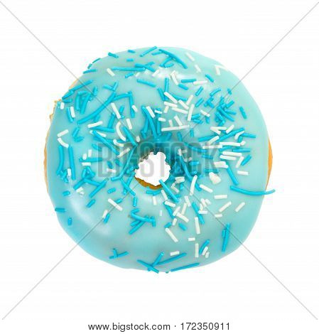 Donut With Blue Glaze And Blue And White Sprinkles