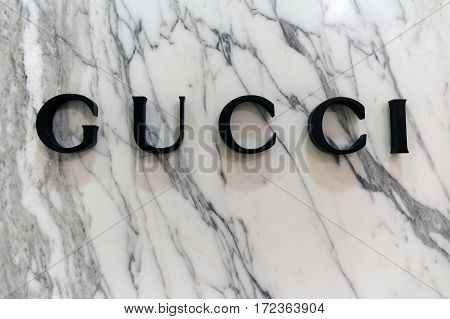 Letters Gucci On A Marble Wall